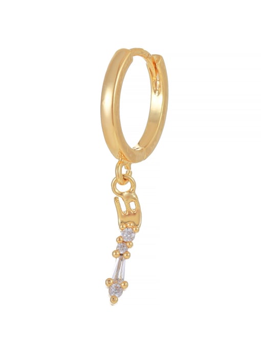 EK00225 Gold Brass Cubic Zirconia Animal Cute Single Earring( Single-Only One)