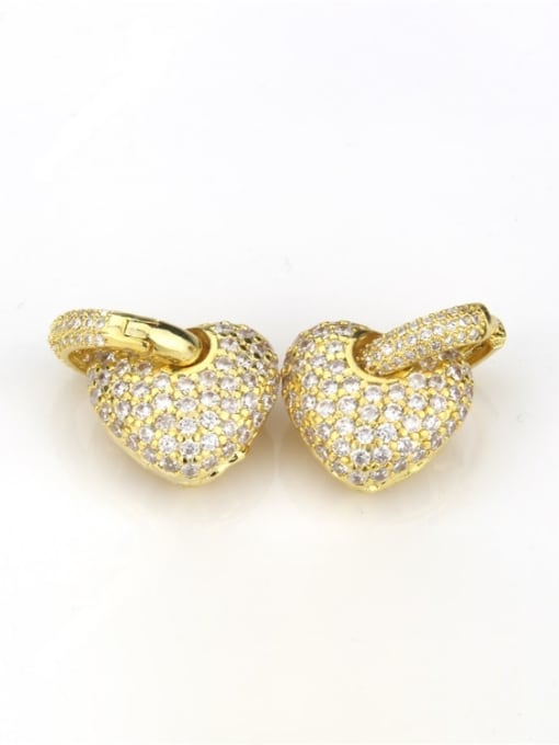 Gold plated white zircon Brass Cubic Zirconia Heart Dainty Drop Earring