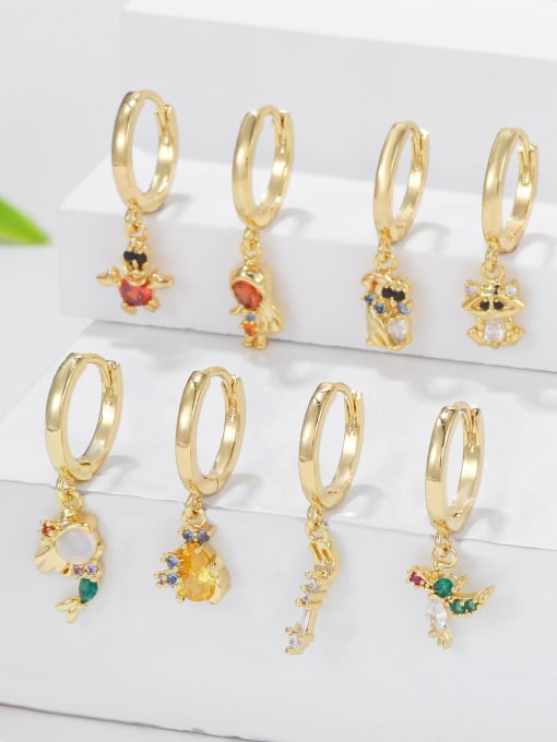 COLSW Brass Cubic Zirconia Animal Cute Single Earring( Single-Only One) 2