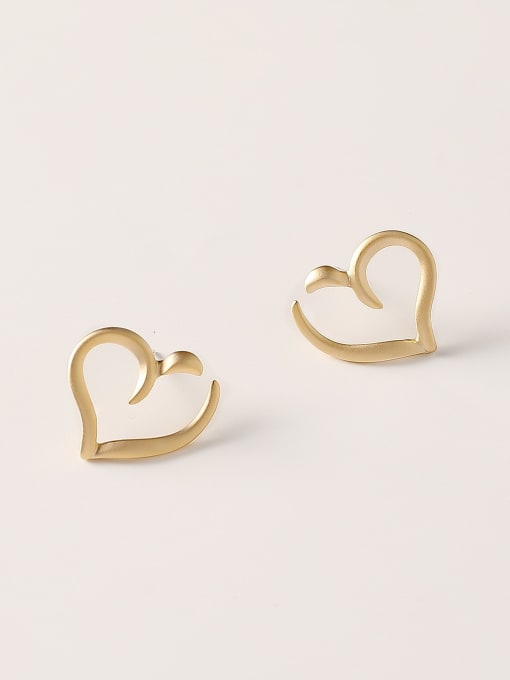 HYACINTH Brass Hollow Heart Minimalist Stud Trend Korean Fashion Earring 2