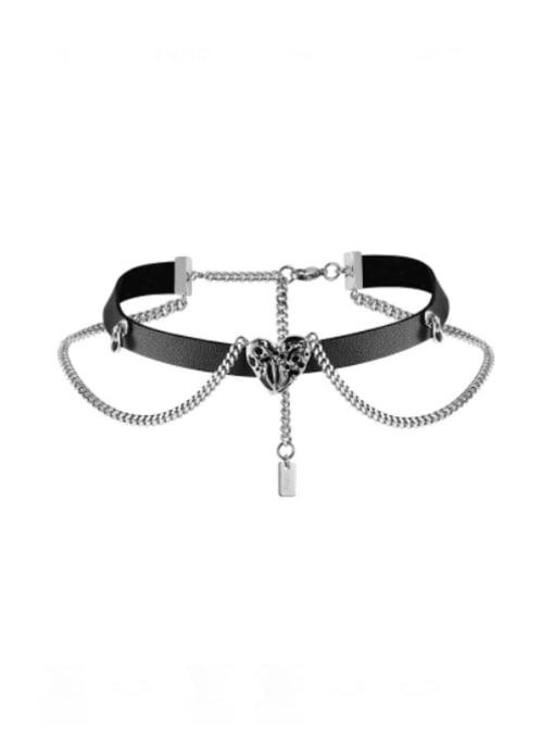 Collar Necklace Brass Artificial Leather Tassel Hip Hop Necklace
