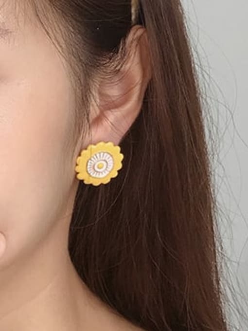 Five Color Alloy Enamel Flower Cute Stud Earring 1