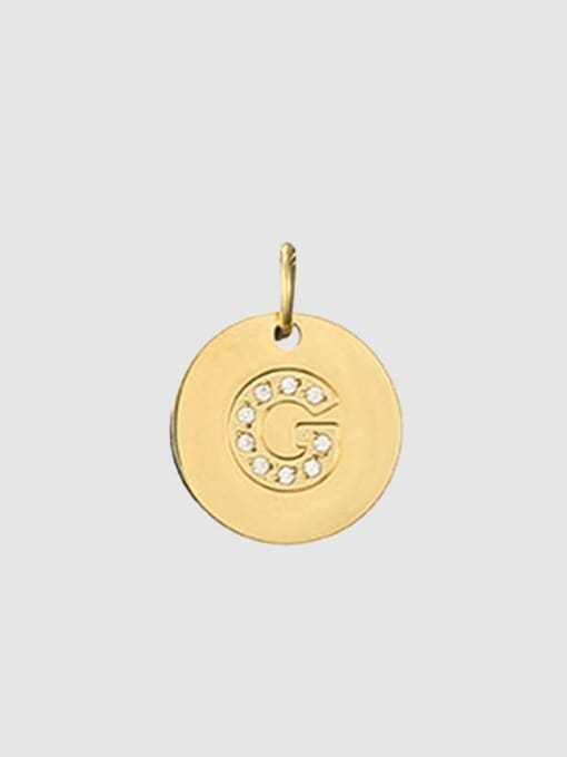 G 14 K gold Titanium 26 Letter Minimalist round pendant Necklace