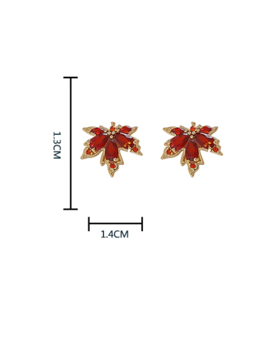 HYACINTH Brass Cubic Zirconia Leaf Dainty Stud Earring 2