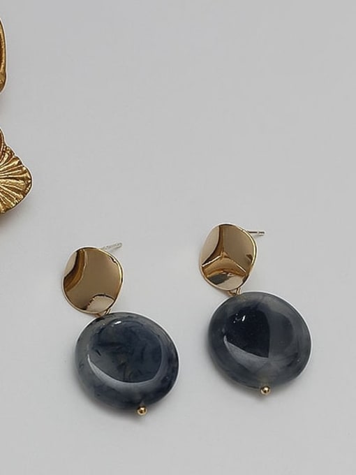 HYACINTH Brass Glass Stone Geometric Vintage Drop Trend Korean Fashion Earring 2