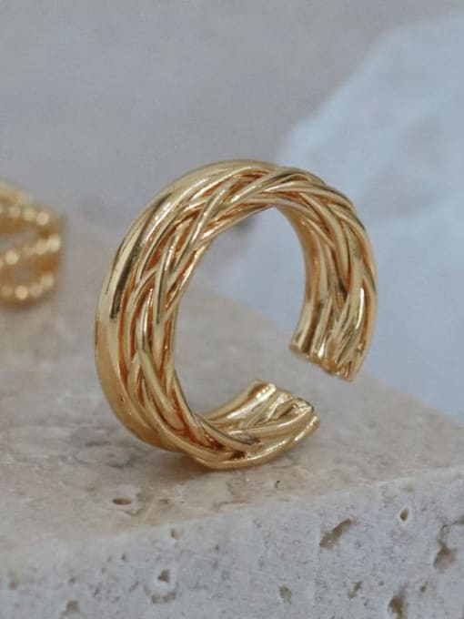 Five Color Brass Geometric Hip Hop Band Ring 0