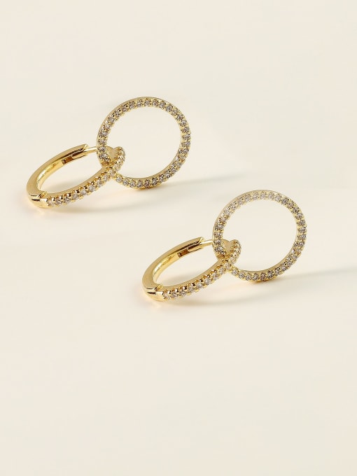 14k Gold Brass Cubic Zirconia Geometric Minimalist Stud Trend Korean Fashion Earring
