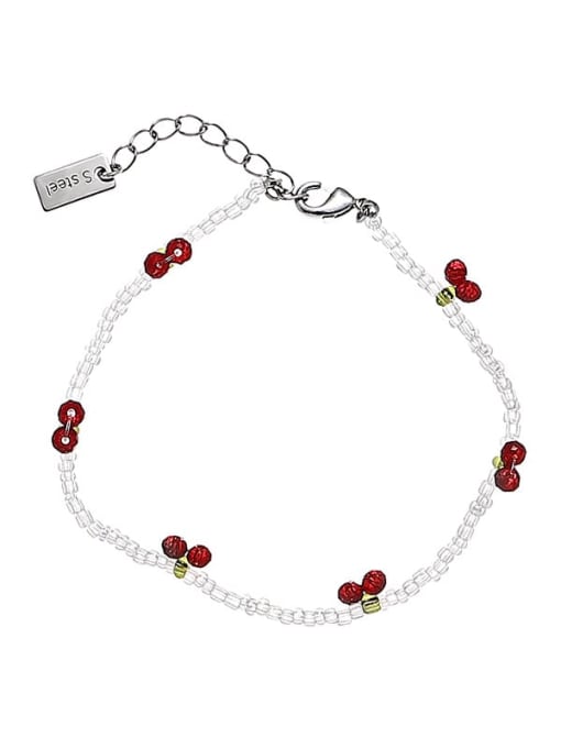 Bracelet 17.5cm+4.5cm Titanium Steel Glass beads Friut Trend Necklace