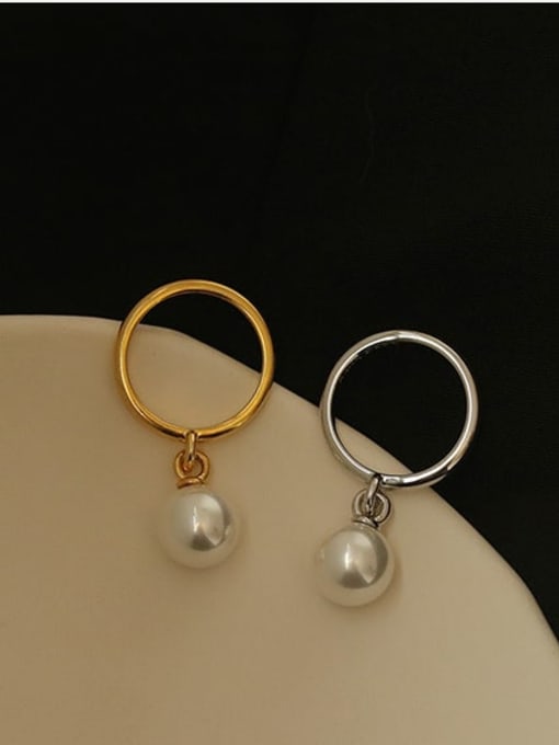 ACCA Brass Imitation Pearl Geometric Vintage Band Ring 1