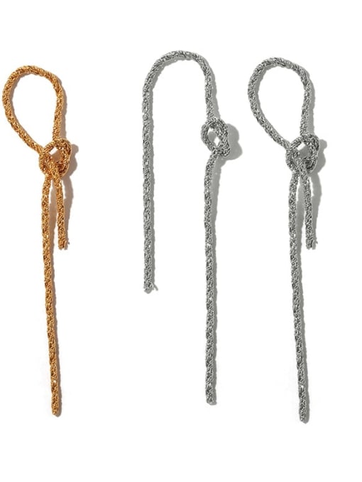 ACCA Brass knot Vintage  tassel  Threader Earring 3