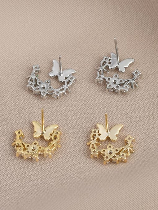 YOUH Brass Cubic Zirconia Enamel Flower Dainty Stud Earring 2
