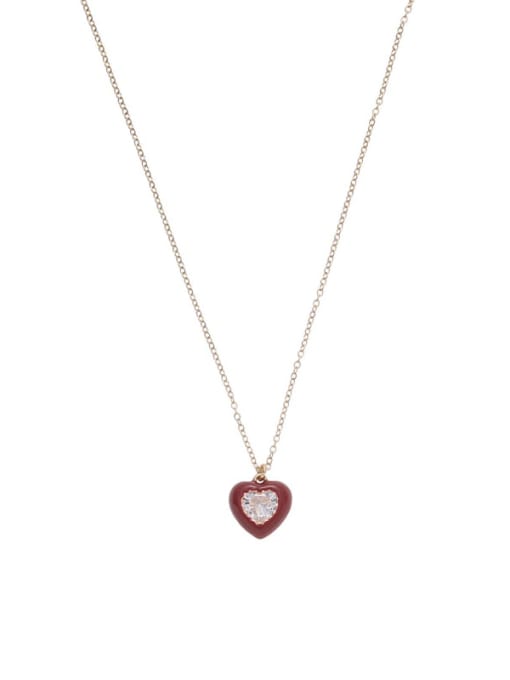 Five Color Brass Enamel Heart Minimalist Necklace