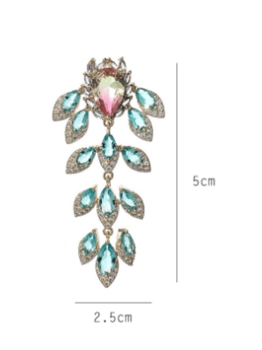 SUUTO Brass Cubic Zirconia Leaf Luxury Cluster Earring 2