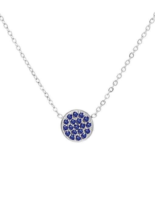 September Royal Blue Steel Stainless steel Cubic Zirconia Round Minimalist Necklace