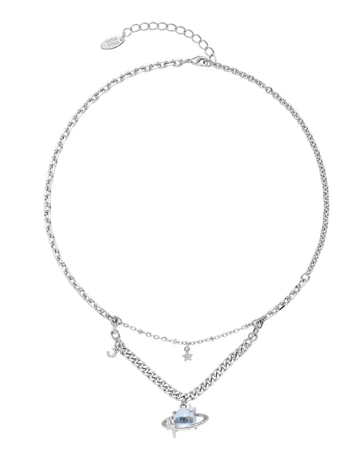 Platinum Brass Natural Stone Star Minimalist Necklace