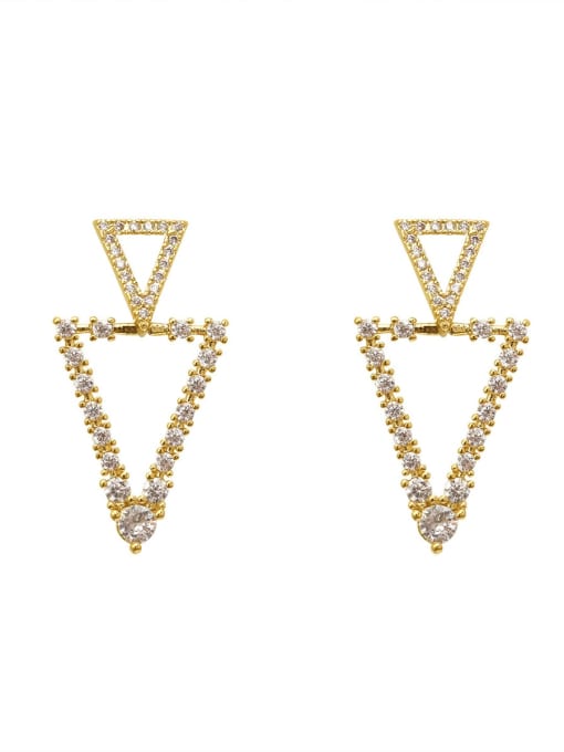HYACINTH Brass Cubic Zirconia Geometric Vintage Drop Trend Korean Fashion Earring 0