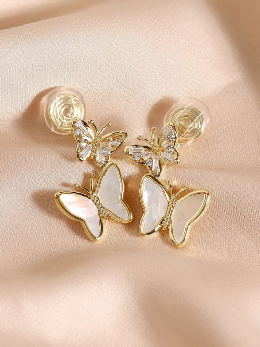 14k gold Clip Earring Brass Cubic Zirconia Butterfly Minimalist Clip Earring