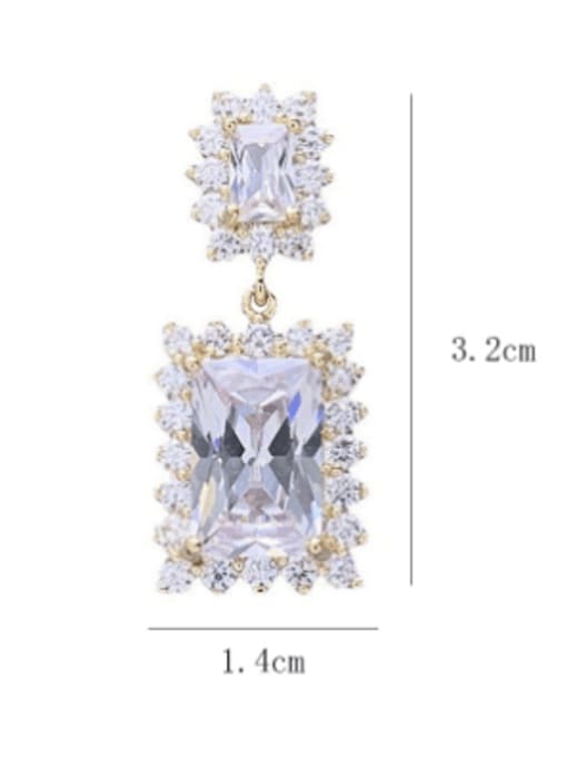 SUUTO Brass Cubic Zirconia Geometric Luxury Drop Earring 1