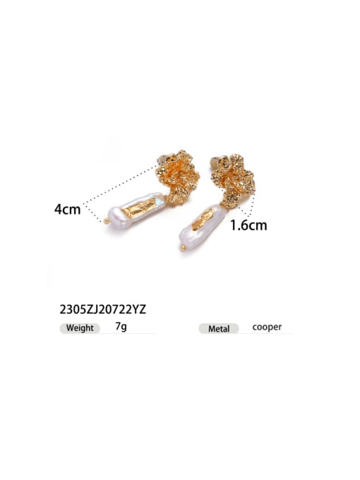 2305ZJ20722YZ Brass Imitation Pearl Irregular Hip Hop Drop Earring