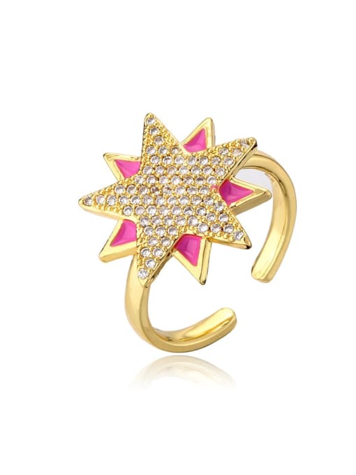 11661 Brass Cubic Zirconia Five-Pointed Star Vintage Band Ring