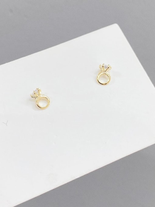 YOUH Brass Cubic Zirconia Letter Minimalist Stud Earring Set 3