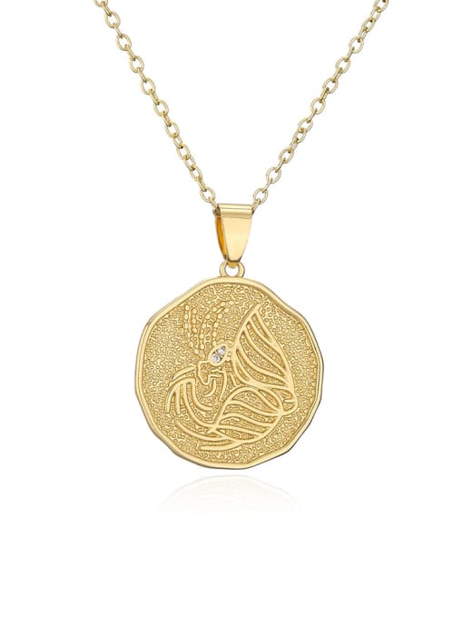 Capricorn Brass Constellation Vintage Round Pendant Necklace