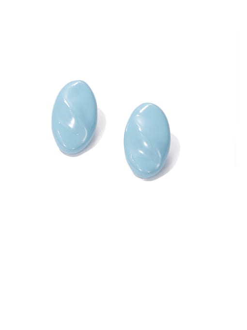 Haze blue Brass Enamel Geometric Minimalist Stud Earring