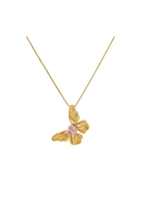 HYACINTH Brass Cubic Zirconia Butterfly Trend Necklace 0