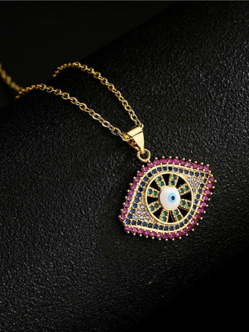 AOG Brass Cubic Zirconia Evil Eye Vintage geometry Pendant Necklace 1