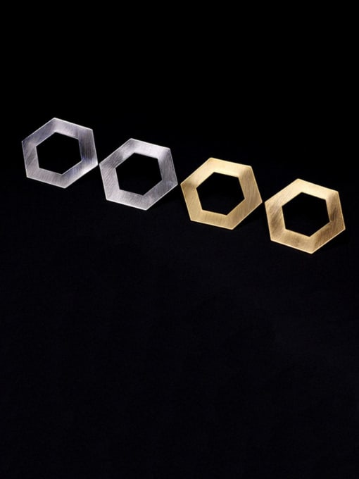HYACINTH Copper Hollow Hexagon Minimalist Stud Trend Korean Fashion Earring 2