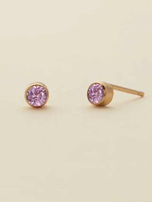 October Pink Gold Stainless steel Birthstone Geometric Minimalist Stud Earring