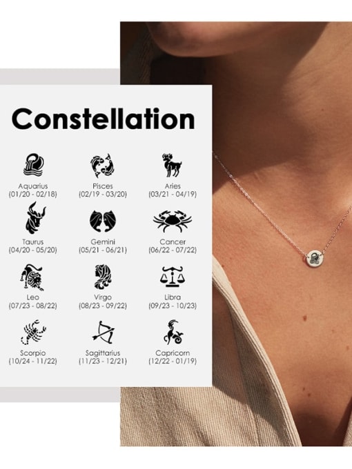 Desoto Stainless steel Constellation Minimalist Round Pendant Necklace