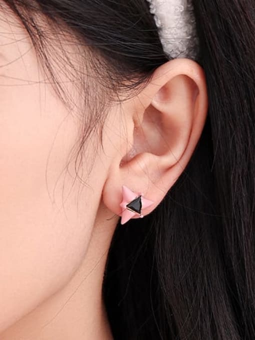 Five Color Brass Cubic Zirconia Triangle Minimalist Stud Earring 1