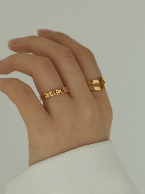 Five Color Brass Hollow Geometric Hip Hop Band Ring 1