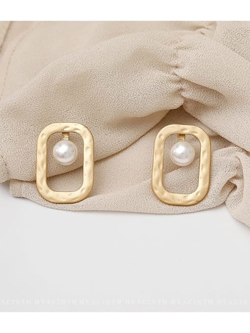 HYACINTH Copper Imitation Pearl Geometric Minimalist Stud Trend Korean Fashion Earring 2