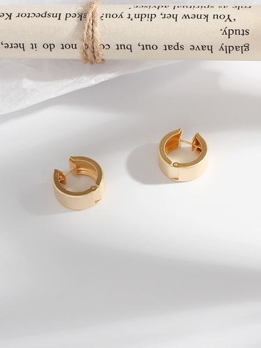 Dumb gold Copper Smooth Round Minimalist Huggie Trend Korean Fashion Earring