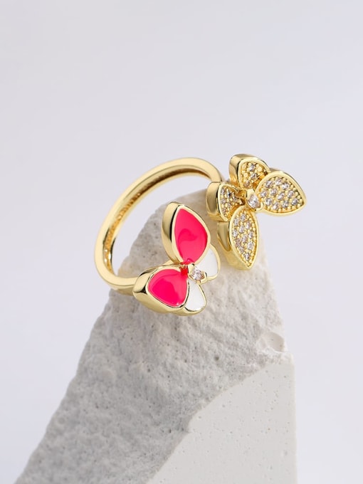 AOG Brass Enamel Cubic Zirconia Butterfly Hip Hop Band Ring 1