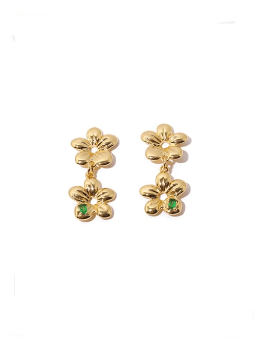 Gold  (Delivery, Etc.) Brass Flower Vintage Drop Earring