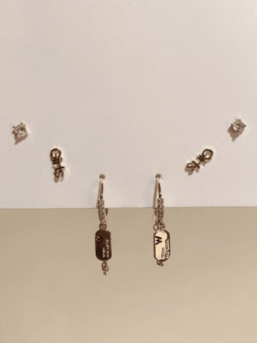 Letter Set Earrings Brass Cubic Zirconia Trend  Letter Set Stud Earring