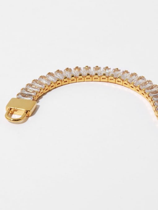 TINGS Brass Cubic Zirconia Geometric Vintage Link Bracelet 4
