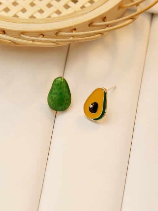 Yellow green Copper Enamel Friut Minimalist Stud Trend Korean Fashion Earring