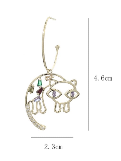 SUUTO Brass Cubic Zirconia Hollow Cat Cute Hook Earring 2