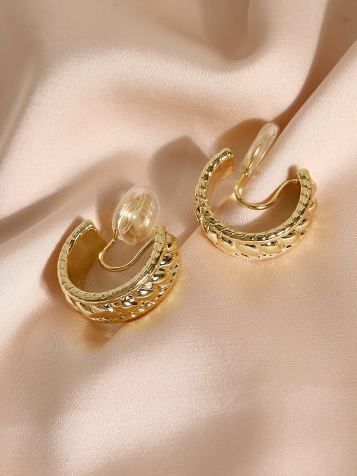 14k gold Brass Geometric Vintage Clip Earring