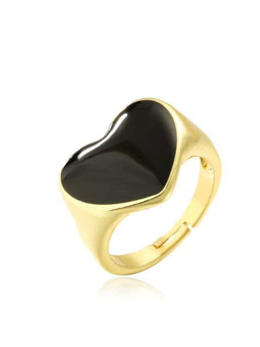 11199 Brass Enamel Heart Minimalist Band Ring