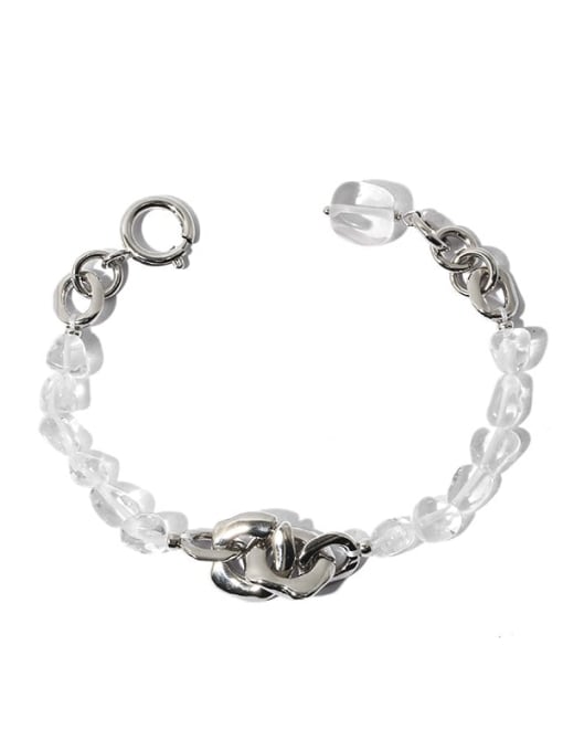 Platinum Brass   Hip Hop  Transparent natural stone Chain stitching bracelet