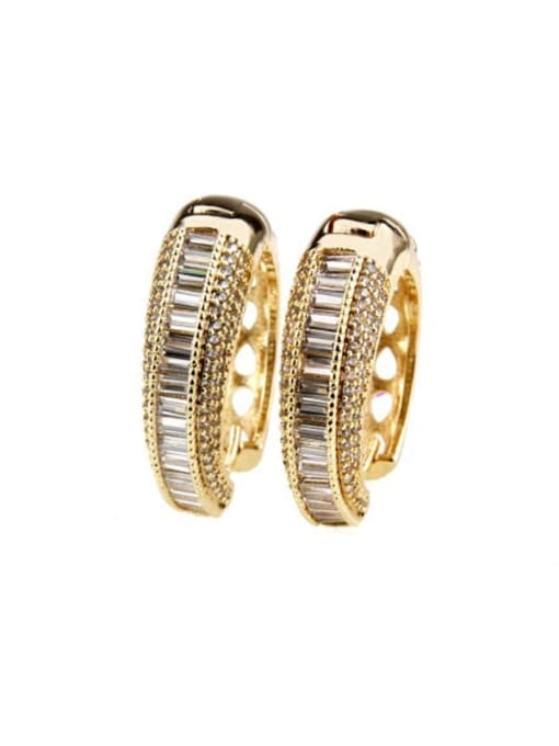 gold-plated Brass Cubic Zirconia Round Luxury Hoop Earring