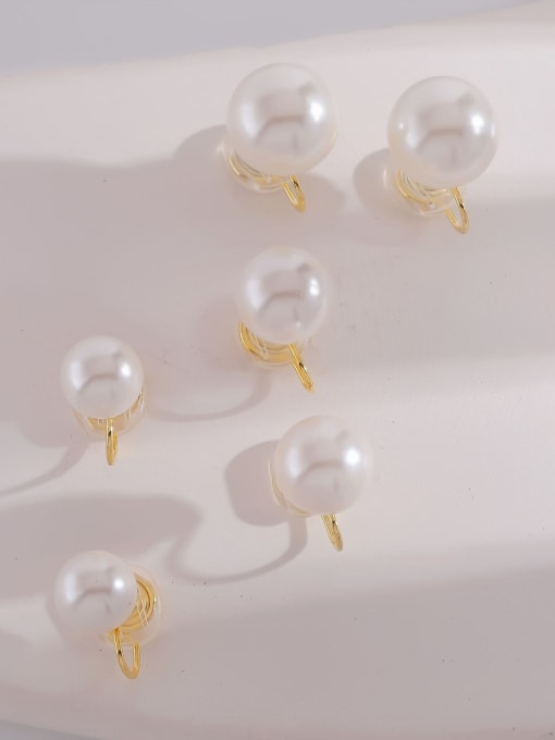 HYACINTH Brass Imitation Pearl Round Minimalist Stud Earring 0