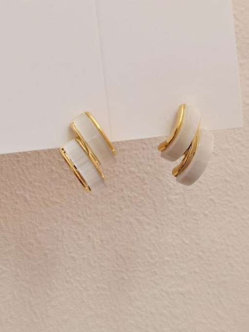 14k gold Brass Cats Eye Geometric Minimalist Drop Earring