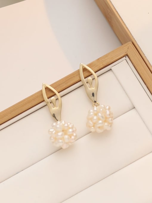 HYACINTH Copper Imitation Pearl Ball Ethnic Drop Trend Korean Fashion Earring 1