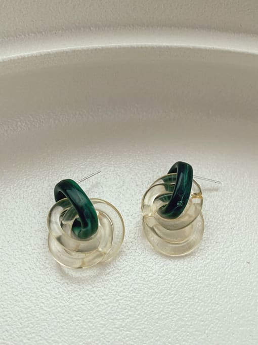 Transparent 925 silver needle Resin Geometric Vintage Stud Earring/Multi-color optional